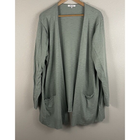 Madewell Womens Plus Size 3X Green Summer Ryder Cardigan Open Front Pocket - Picture 1 of 5
